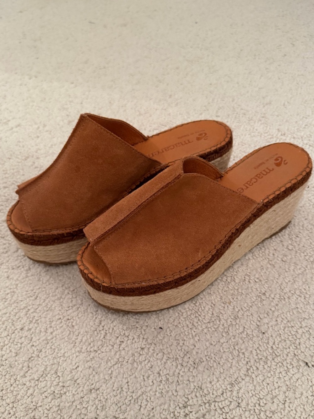 Macarena camel colored wedged